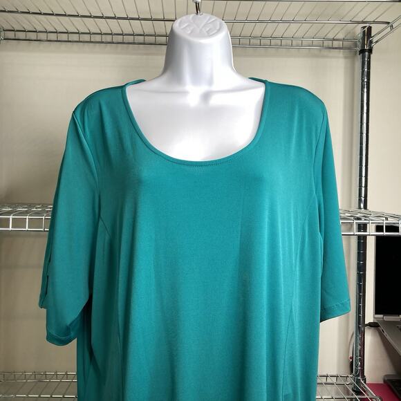 Susan Graver Women’s Liquid Knit Turquoise Dress Size 1X Stretchy Lagenlook - Picture 6 of 12